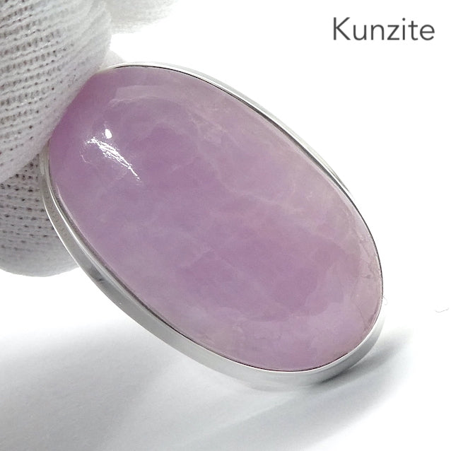 Kunzite Pendant | Oval Cabochon | Good colour Translucency | 925 Sterling Silver | Bezel Set | Wisdom of the Heart | Taurus Scorpio Leo | Genuine Gems from Crystal heart Melbourne Australia since 1986  