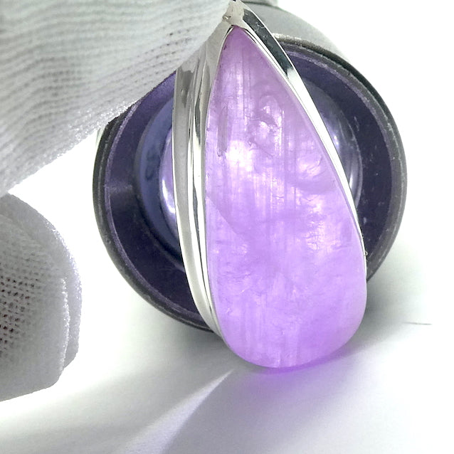 Kunzite Pendant | Teardrop  Cabochon | Good colour Translucency | 925 Sterling Silver | Bezel Set | Wisdom of the Heart | Taurus Scorpio Leo | Genuine Gems from Crystal heart Melbourne Australia since 1986  