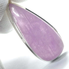 Load image into Gallery viewer, Kunzite Pendant | Teardrop  Cabochon | Good colour Translucency | 925 Sterling Silver | Bezel Set | Wisdom of the Heart | Taurus Scorpio Leo | Genuine Gems from Crystal heart Melbourne Australia since 1986  