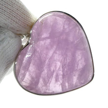 Load image into Gallery viewer, Kunzite Pendant | Heart Cabochon | Good colour Translucency | 925 Sterling Silver | Bezel Set | Wisdom of the Heart | Taurus Scorpio Leo | Genuine Gems from Crystal heart Melbourne Australia since 1986  