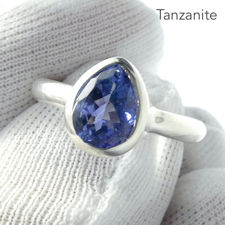 Tanzanite Ring, Faceted Teardrop, 925 Silver, Size 7.75, p5
