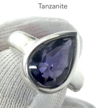 Load image into Gallery viewer, Tanzanite Ring | Faceted Teardrop |  925 sterling Silver | US Size 7 | AUS Size N1/2 | Smooth the Path | Achieve your highest potential with Joy | Transform |  | Genuine Gems from Crystal Heart Melbourne Australia since 1986 | Mt Kilimanjaro 