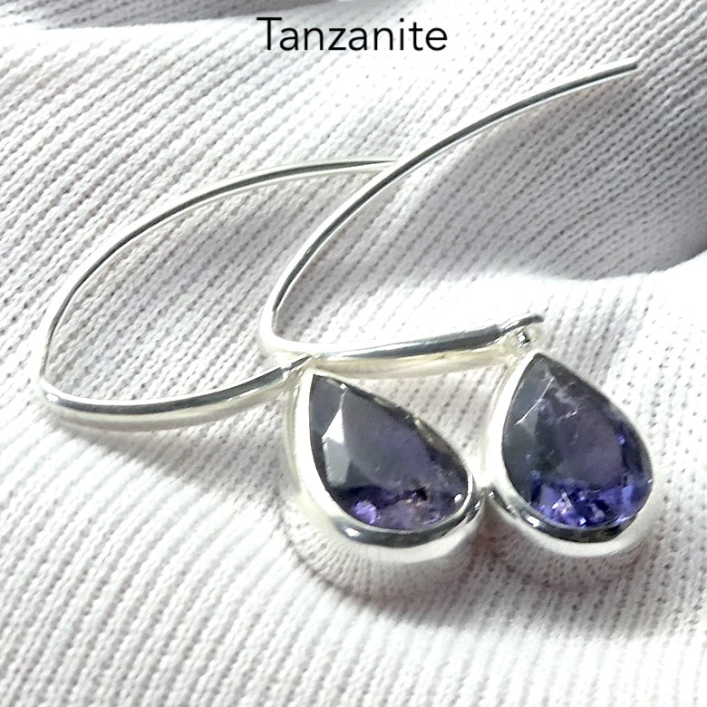 Tanzanite Earring | Faceted Teardrop |  925 sterling Silver | Smooth the Path | Achieve your highest potential with Joy | Transform |  | Genuine Gems from Crystal Heart Melbourne Australia since 1986 | Mt Kilimanjaro 