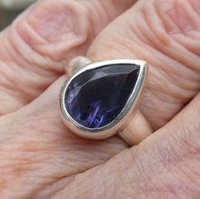 Load image into Gallery viewer, Tanzanite Ring | Faceted Teardrop |  925 sterling Silver | US Size 7 | AUS Size N1/2 | Smooth the Path | Achieve your highest potential with Joy | Transform |  | Genuine Gems from Crystal Heart Melbourne Australia since 1986 | Mt Kilimanjaro 