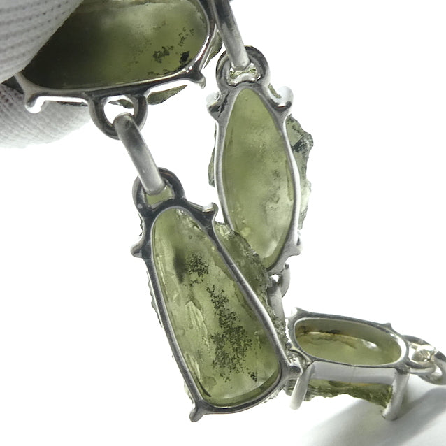 Moldavite Necklace | 6 nice Moldavite nuggets |  CZ | Natural Freeform Shapes | 925 Sterling Silver | Inspiration | Energy | Intense personal transformation | Genuine Gems from Crystal Heart Australia since 1986