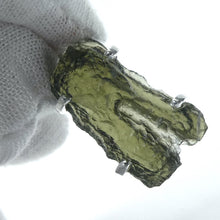 Load image into Gallery viewer, Moldavite Pendant | Raw Natural Moldavite Nugget | 925 Sterling Silver | Claw Setting | Open Back | Natural Green Obsidian | CZ Republic | Intense Personal Heart Transformation | Scorpio Stone | Genuine Gems from Crystal Heart Melbourne Australia since 1986