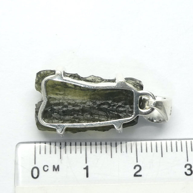 Moldavite Pendant | Raw Natural Moldavite Nugget | 925 Sterling Silver | Claw Setting | Open Back | Natural Green Obsidian | CZ Republic | Intense Personal Heart Transformation | Scorpio Stone | Genuine Gems from Crystal Heart Melbourne Australia since 1986