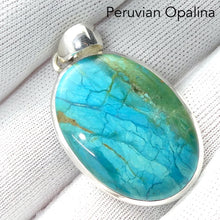 Load image into Gallery viewer, Peruvian Opalina Pendant | Oval Cabochon | 925 Sterling Silver Setting | Uplift and protect the Heart | Connect Heaven and Earth | Peaceful Power | Spiritual Silence  Creativity | Expression | Genuine Gems from Crystal Heart Melbourne Australia since 1986