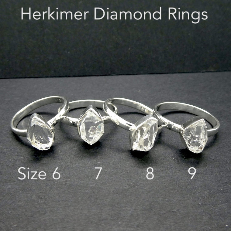 Herkimer Diamond Ring, Bezel Set, 925 Sterling Silver, r1
