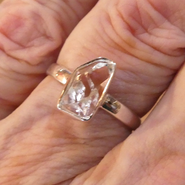 Herkimer Diamond Ring | 925 Sterling Silver | Herkimer County NY State | Bezel Set | Open Back | US Size 6 | 7 | 8 | 9 | Genuine Gems from Crystal Heart Melbourne Australia since 1986