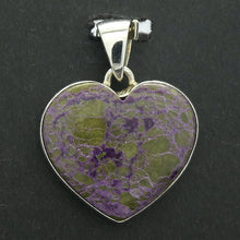 Load image into Gallery viewer, Stichtite Serpemtine Pendant | Atlantisite | Tasmanite |  Teardrop Cabochon | 925 Sterling Silver Setting | Peaceful Calm | Relaxed Alertness | Connect Heaven and Earth | Healing | Consciousness and Physical Body | Genuine Gems from Crystal Heart Melbourne Australia since 1986