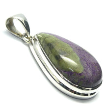 Load image into Gallery viewer, Stichtite Serpemtine Pendant | Atlantisite | Tasmanite |  Teardrop Cabochon | 925 Sterling Silver Setting | Peaceful Calm | Relaxed Alertness | Connect Heaven and Earth | Healing | Consciousness and Physical Body | Genuine Gems from Crystal Heart Melbourne Australia since 1986