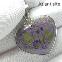 Load image into Gallery viewer, Stichtite Serpemtine Pendant | Atlantisite | Tasmanite |  Teardrop Cabochon | 925 Sterling Silver Setting | Peaceful Calm | Relaxed Alertness | Connect Heaven and Earth | Healing | Consciousness and Physical Body | Genuine Gems from Crystal Heart Melbourne Australia since 1986