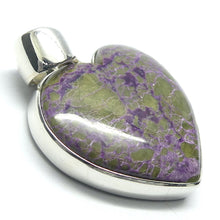 Load image into Gallery viewer, Stichtite Serpemtine Pendant | Atlantisite | Tasmanite |  Teardrop Cabochon | 925 Sterling Silver Setting | Peaceful Calm | Relaxed Alertness | Connect Heaven and Earth | Healing | Consciousness and Physical Body | Genuine Gems from Crystal Heart Melbourne Australia since 1986