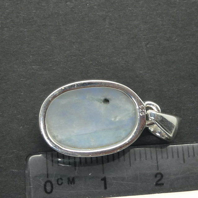 Natural Rainbow Moonstone Pendant | Raw Oval | 925 Sterling Silver | Blue Flashes | Cancer Libra Scorpio Stone | Emotional Liberation Stone  Genuine Gems from Crystal Heart Melbourne Australia 1986