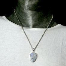 Load image into Gallery viewer, Moonstone Pendant, Raw Unpolished Tear, 925 Sterling Silver r5