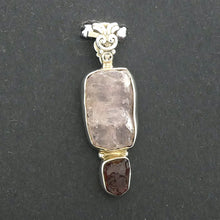 Load image into Gallery viewer, Morganite and Garnet Gemstone Pendant | Raw Nuggets | 925 Sterling Silver | Bezel Set | Conscious Love and Passion | Divine Love | Libra Stone | Genuine gems from Crystal Heart Melbourne Australia since 1986