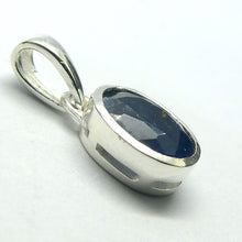 Load image into Gallery viewer, Blue Sapphire Pendant, dainty faceted oval, 925 Sterling Silver