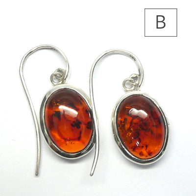 Amber Earrings, Baltic, Cabochon, 925 Sterlng Silver d1