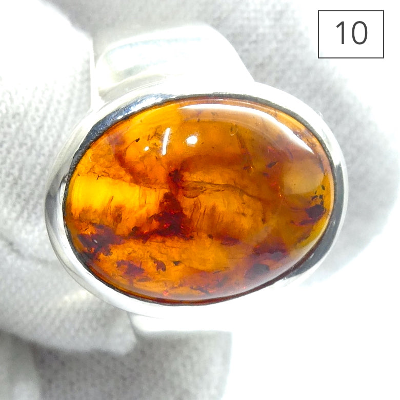 Baltic Amber Ring | Nice Oval Cabochons | Classic Golden Brown with Inclusions | 925 Sterling silver | US Size 7.5 | 9 | 10 | Bezel Set | Open back | Genuine Gems from Crystal heart Melbourne Australia since 1986