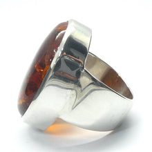 Load image into Gallery viewer, Baltic Amber Ring | Nice Oval Cabochons | Classic Golden Brown with Inclusions | 925 Sterling silver | US Size 8.5 |  AUS Size Q1/2  Bezel Set | Open back | Genuine Gems from Crystal heart Melbourne Australia since 1986