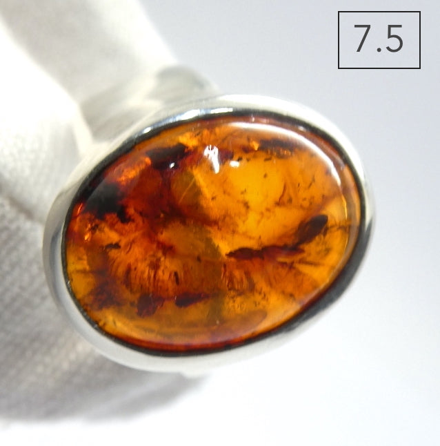 Baltic Amber Ring | Nice Oval Cabochons | Classic Golden Brown with Inclusions | 925 Sterling silver | US Size 7.5 | 9 | 10 | Bezel Set | Open back | Genuine Gems from Crystal heart Melbourne Australia since 1986