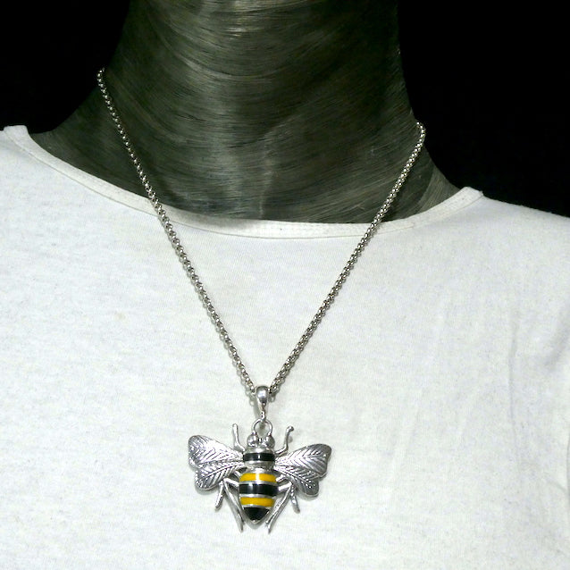 Bee Jewelry  Pendant | 925 Sterling silver with Black and Gold Enamel | Pendant | Creativity fertility Goddess wisdom power | Melissa | Merovingian | Crystal Heart Melbourne Australia since 1986