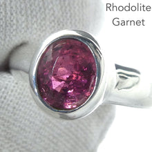Load image into Gallery viewer, Rhodolite Garnet Ring | Faceted Oval |  925 Sterling Silver | Rich Pink Red | US Size 8 | AUS  Size P1/2 | Energising, Warm, Centering  | Emotional Uplift | Genuine Gems from Crystal Heart Melbourne Australia since 1986