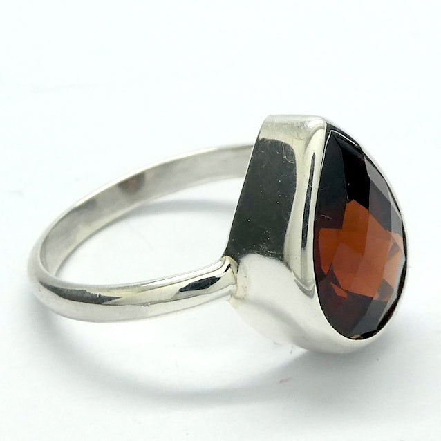 Garnet Ring | Magnificent Flawless Teardrop | Chequerboard Cut |  925 Sterling Silver | US Size 7 | AUS  Size N1/2 | Energising, Warm, Centering  | Genuine Gems from Crystal Heart Melbourne Australia since 1986