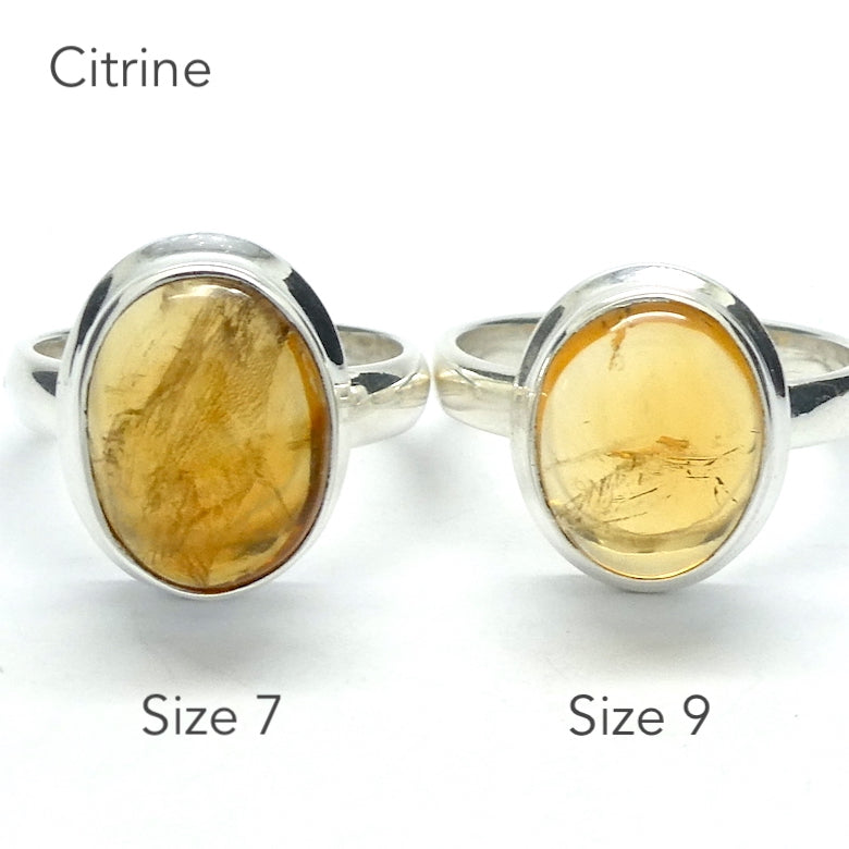Citrine Ring | Oval  Cabochon | 925 Sterling Silver | US Size 7 | 9 | Abundant Energy | Burn up Negativity | Positive Energy | Healing Confidence | Genuine Gems from Crystal Heart Melbourne Australia  since 1986