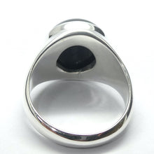 Load image into Gallery viewer, Black Onyx Ring | Solid 925 Sterling Silver Setting | Teardrop  cabochon | Mens Signet Style | US Size 8.5 | AUS Size P1/2 | Personally Empowering | Genuine Gems from Crystal Heart Melbourne Australia since 1986