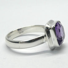 Load image into Gallery viewer, Amethyst Ring | Faceted Square Stone | Single Band | 925 Sterling Silver  | US Size 7 or 8 | AUS Size N1/2 | P1/2 | Genuine Gems from Crystal Heart Australia since 1986