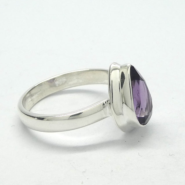 Amethyst Ring, Faceted Teardrop, 925 Sterling Silver rt