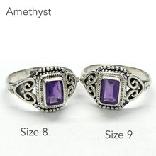 Load image into Gallery viewer, Amethyst Ring, Faceted Oblong, Ethnic Style, 925 Sterling Silver r2