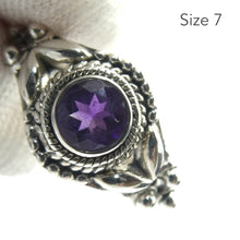 Load image into Gallery viewer, Amethyst Ring | Faceted Stone | Single Band | 925 Sterling Silver  | US Size 7 or 7.5 | 8.5 | Genuine Gems from Crystal Heart Australia since 1986