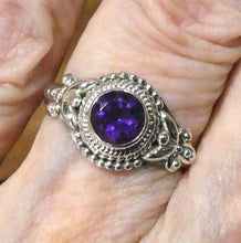 Load image into Gallery viewer, Amethyst Ring | Faceted Stone | Single Band | 925 Sterling Silver  | US Size 7 or 7.5 | 8.5 | Genuine Gems from Crystal Heart Australia since 1986