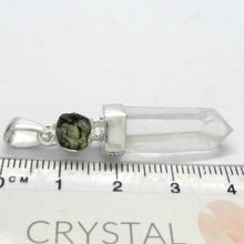 Load image into Gallery viewer,  Moldavite over Lemurian Quartz Pendant | Raw Stones | | 925 Sterling Silver Cap | Empowers personal Heart Transformation | Conscious Evoution | Genuine Gems from Crystal Heart Melbourne Australia since 1986 