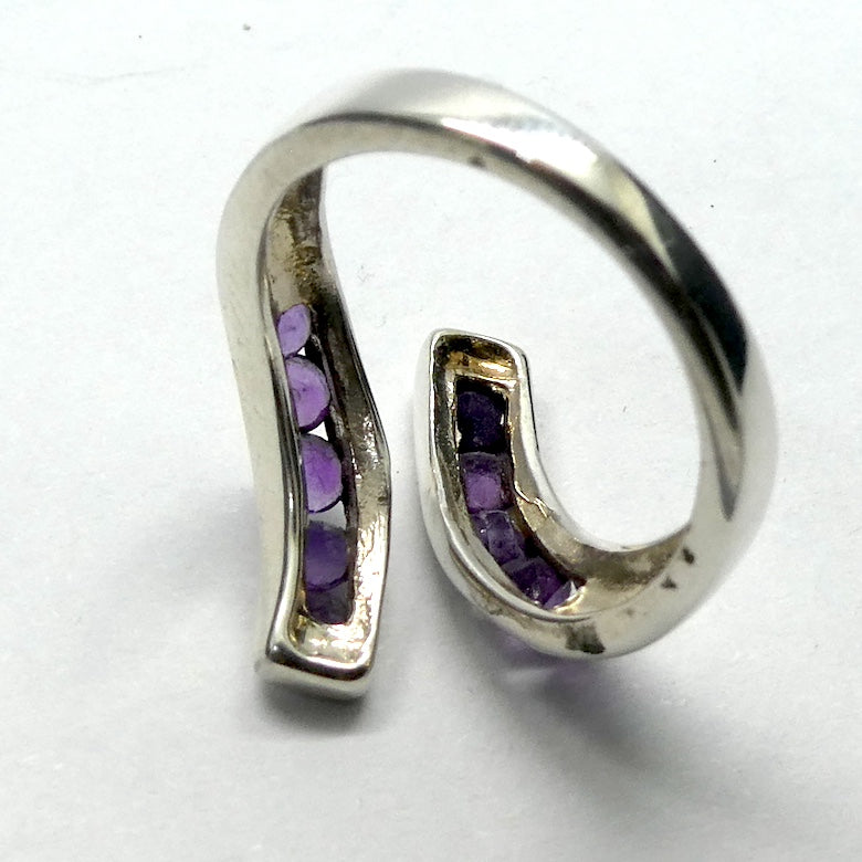 Stylish Amethyst Ring | Slightly Adjustable | 9 faceted rounds | Excellent Colour | 925 Sterling Silver | US Size 6, 7, 8 | Genuine Gems from Crystal Heart Melbourne Australia since 1986
