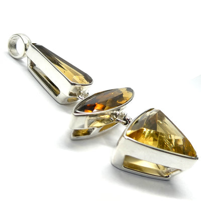 Citrine Pendant | AAA Grade | 3 Faceted Stones | Mellow Toffee Honey shade | 925 Sterling Silver | Abundant Energy | Repel Negativity | Positive Healing Energy | Aries Gemini Leo Libra | Genuine Gems from Crystal Heart Melbourne Australia  since 1986