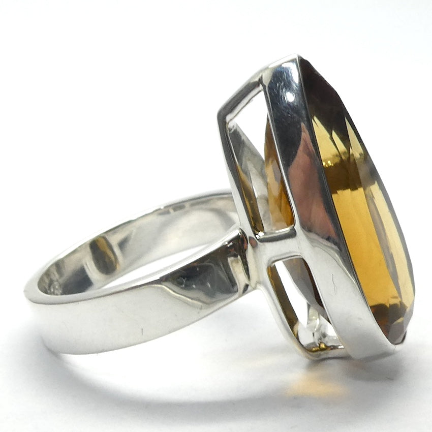 Citrine Ring, Brandy Shade, Faceted Teardrop, 925 Sterling Silver Kt