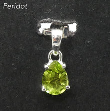 Load image into Gallery viewer, Peridot Pendant | Dainty Faceted teardrop | 925 Sterling Silver|  Claw Set | Open Back | Overcome nervous tension | Joyful Heart | Genuine gems from Crystal Heart Melbourne Australia since 1986