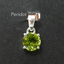 Load image into Gallery viewer, Peridot Pendant | Dainty Faceted Round | 925 Sterling Silver|  Claw Set | Open Back | Overcome nervous tension | Joyful Heart | Genuine gems from Crystal Heart Melbourne Australia since 1986