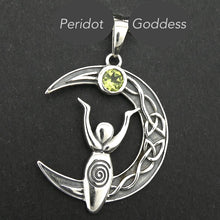 Load image into Gallery viewer, Peridot Pendant, Moon Goddess, 925 Sterling Silver, r8