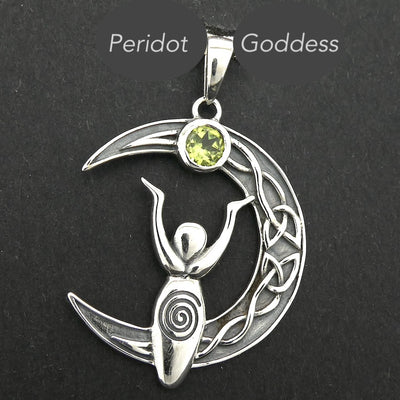 Peridot Pendant | Moon Goddess | 925 Sterling Silver | Joyful Heart Light | Overcome nervous tension | JGenuine gems from Crystal Heart Melbourne Australia 1986