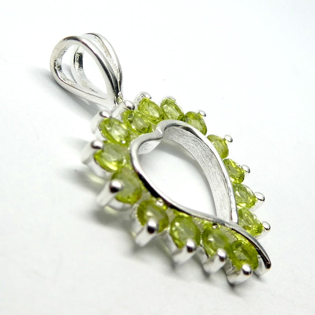 Peridot Pendant | 15 Faceted Rounds of Peroidt in a Heart | 925 Sterling Silver|  Claw Set | Open Back | Overcome nervous tension | Joyful Heart | Genuine gems from Crystal Heart Melbourne Australia since 1986