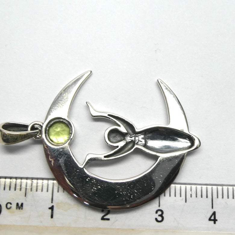 Peridot Pendant, Moon Goddess, 925 Sterling Silver, r8