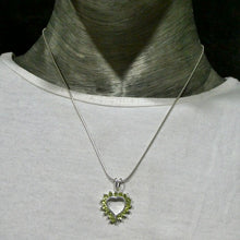 Load image into Gallery viewer, Peridot Pendant | 15 Faceted Rounds of Peroidt in a Heart | 925 Sterling Silver|  Claw Set | Open Back | Overcome nervous tension | Joyful Heart | Genuine gems from Crystal Heart Melbourne Australia since 1986