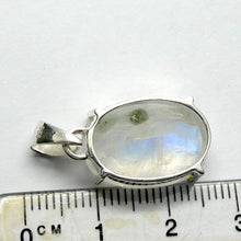 Load image into Gallery viewer, Natural Rainbow Moonstone Pendant | Blue Flash |  Golden Flash  | Faceted Oval | 925 Sterling Silver | Claw Set | Open Back | Cancer Libra Scorpio Stone | Genuine Gems from Crystal Heart Melbourne Australia 1986