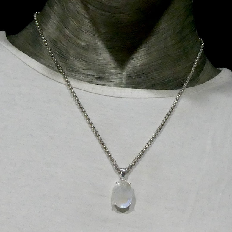 Moonstone Pendant, Faceted Oval, 925 Sterling Silver r3