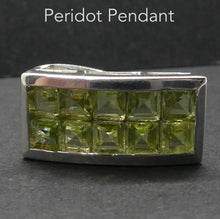 Load image into Gallery viewer, Peridot Pendant | Ten faceted Squares on Curved Panel | 925 Sterling Silver| Open Back | Overcome nervous tension | Joyful Heart | Genuine gems from Crystal Heart Melbourne Australia since 1986